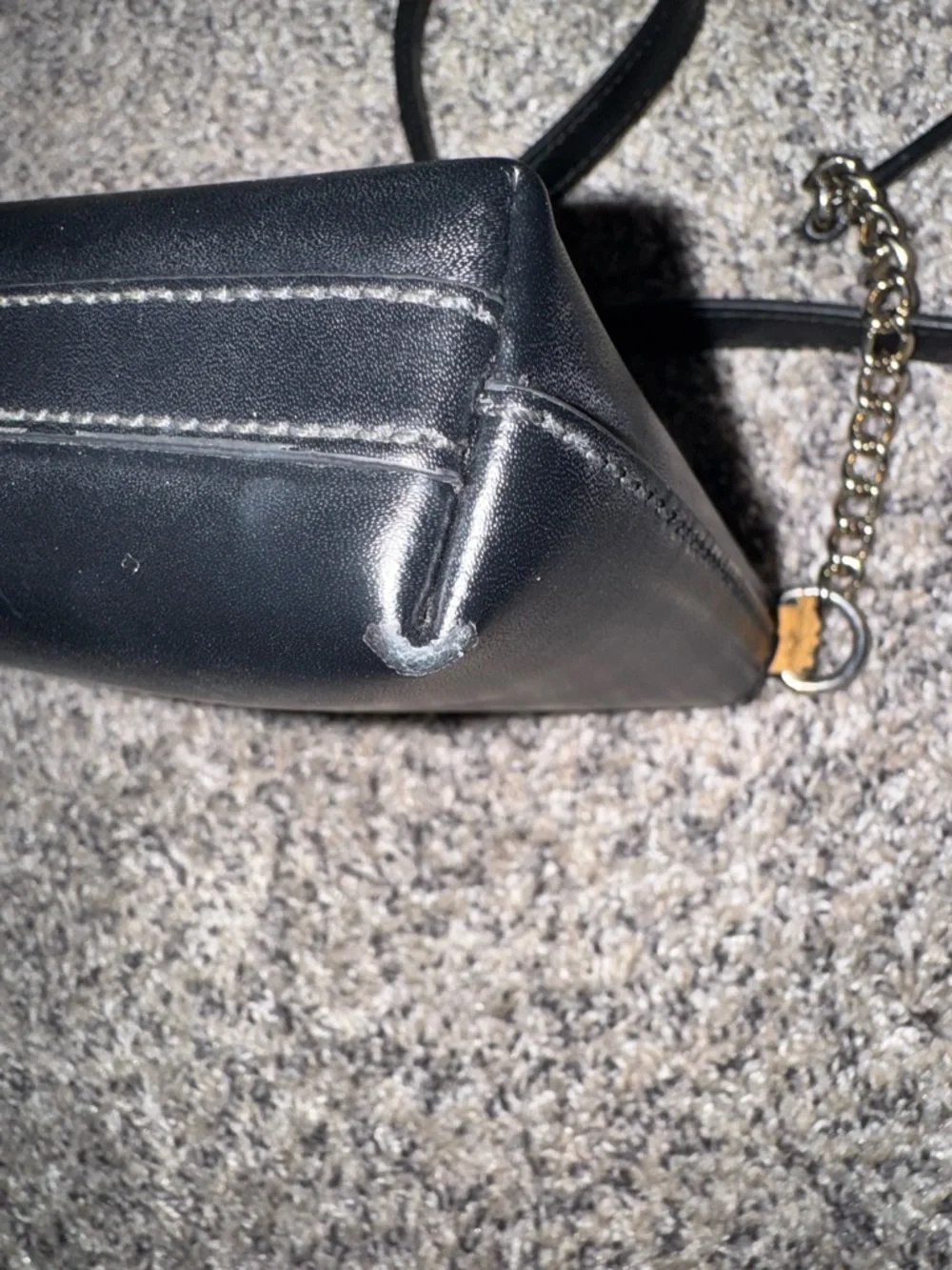 Kate Spade Black Leather Bow Shoulder Bag Crossbody Gold Chain Minimal Chic